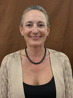 15.5-inch blue pearl necklace shown worn