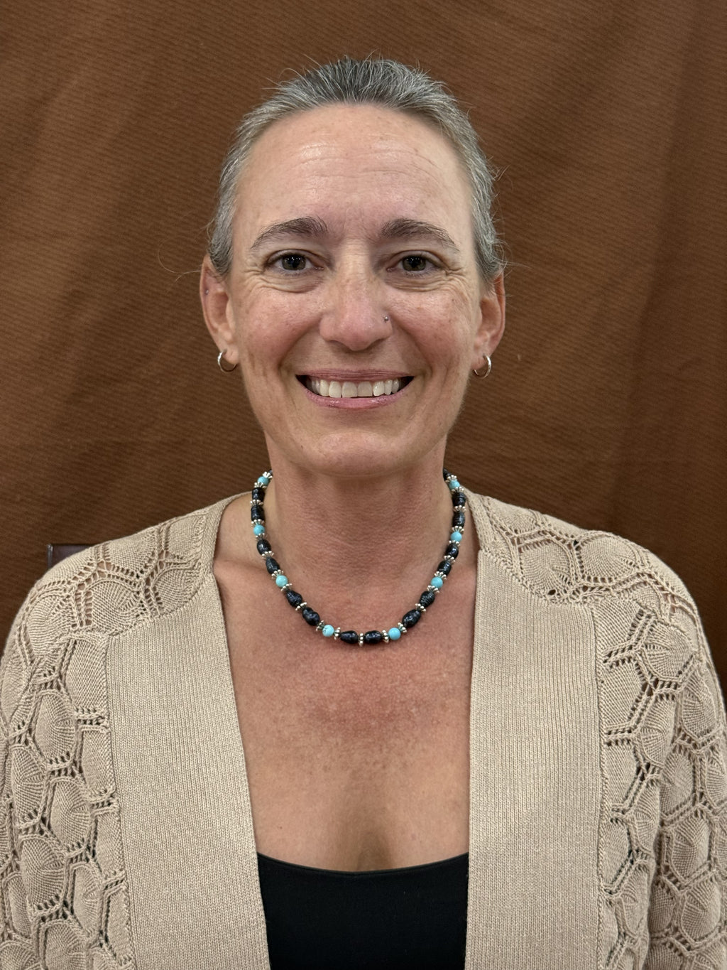 16-inch blue pearl and turquoise necklace shown worn