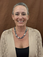 Porcelain jasper and tourmaline necklace shown worn